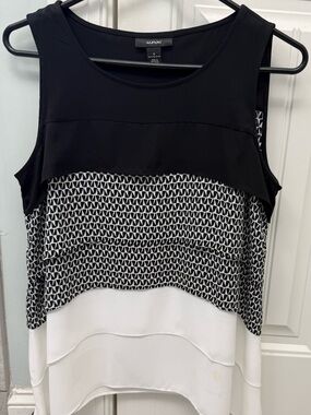 Alfani Black White Layered Geometric Tank